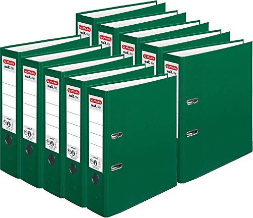 Herlitz Ordner maX.file protect A4 (8 cm mit Einsteckrückenschild) 10er Pack (Grün) von Herlitz