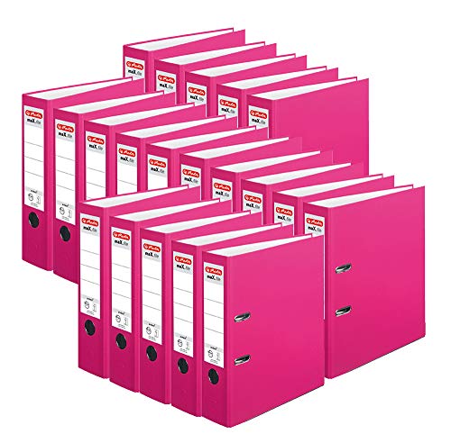Herlitz Ordner maX.file protect A4 (8 cm mit Einsteckrückenschild) 20er Pack (Pink) von Herlitz