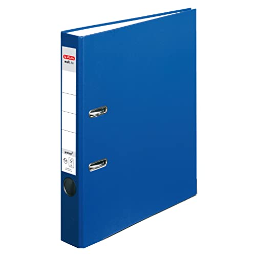 Herlitz Ordner maX.file protect A4 5cm PP-Kunststoffbezug/Papier hellgr.besch. (blau, 5cm | 5er Pack) von Herlitz