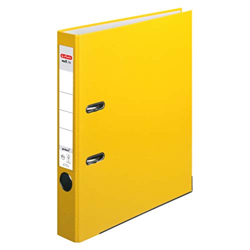 Herlitz Ordner maX.file protect A4 5cm PP-Kunststoffbezug/Papier hellgr.besch. (gelb, 5cm | 5er Pack) von Herlitz