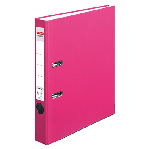 Herlitz Ordner maX.file protect A4 5cm PP-Kunststoffbezug/Papier hellgr.besch. (pink, 5cm | 5er Pack) von Herlitz