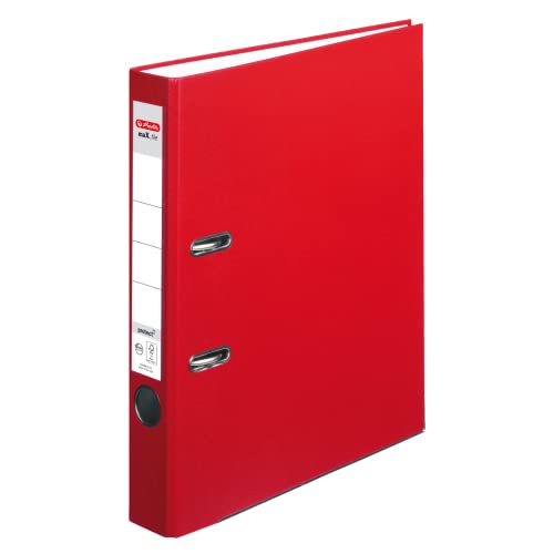 Herlitz Ordner maX.file protect A4 8cm PP-Kunststoffbezug/Papier hellgr.besch. (rot, 5cm | 5er Pack) von Herlitz