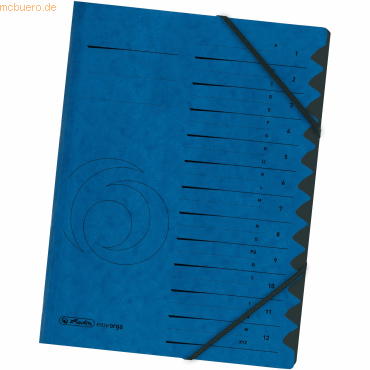 Herlitz Ordnungsmappe A4 Karton 12 Fächer blau von Herlitz
