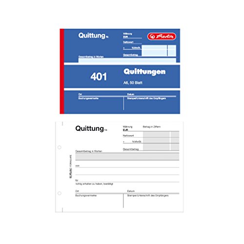 Herlitz Quittungsblock 401, A6 quer, 50 Blatt von Herlitz