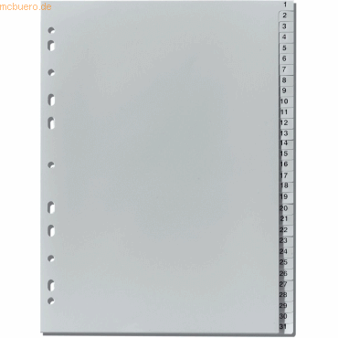 Herlitz Register A4 1-31 Kunststoff PP grau von Herlitz