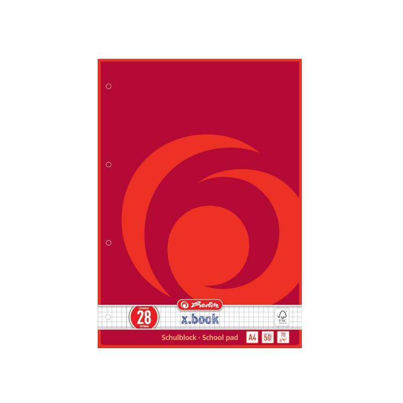 Herlitz Schulblock  A4 70g/m  50 Bl. kariert28 2 Ränder von Herlitz