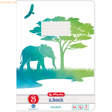 Herlitz Schulheft Greenline A4 16 Blatt Lineatur (25) Motiv Elefant von Herlitz