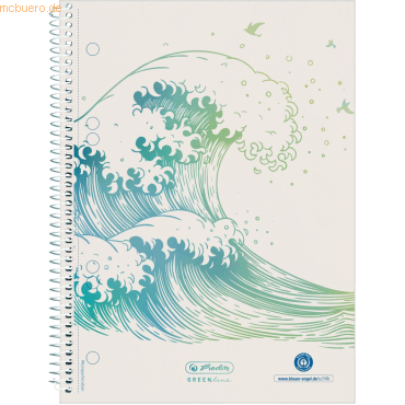 Herlitz Spiralblock A5 Greenline 70 Blatt kariert gelocht Welle von Herlitz