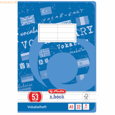 Herlitz Vokabelheft A5 32 Blatt Lineatur 53 FSC Mix von Herlitz