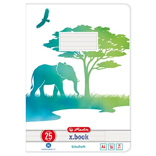 Schulheft A4 GREENline 16 Blatt Lineatur 25 Motiv Elefant von Herlitz