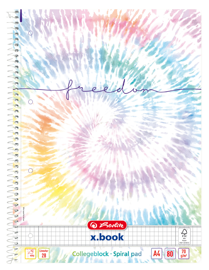 herlitz Collegeblock New Batik , Freedom, , DIN A4, kariert von Herlitz