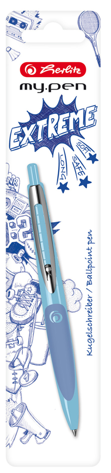 herlitz Druckkugelschreiber my.pen, hellblau/dunkelblau von Herlitz
