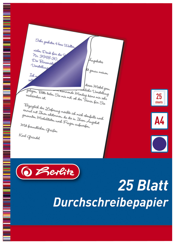 herlitz Durchschreibpapier, DIN A4, Inhalt: 25 Blatt von Herlitz