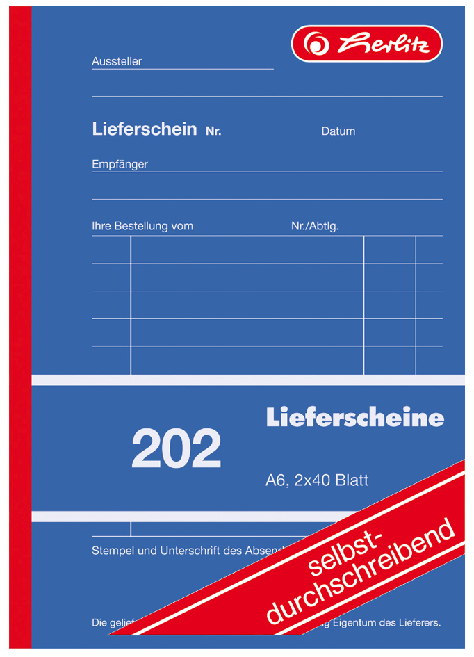 herlitz Formularbuch , Liefer-/Empfangsschein 201, , DIN A5 von Herlitz