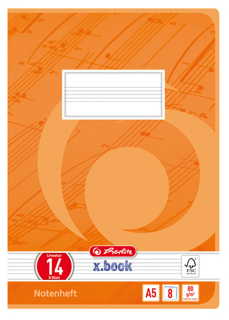 herlitz Notenheft x.book, DIN A5, Lineatur 14, 8 Blatt von Herlitz