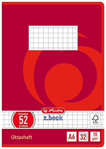 herlitz Oktavheft x.book, DIN A6, kariert, 70 g/qm, 32 Blatt von Herlitz