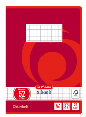 herlitz Oktavheft x.book, DIN A6, kariert, 70 g/qm, 32 Blatt von Herlitz