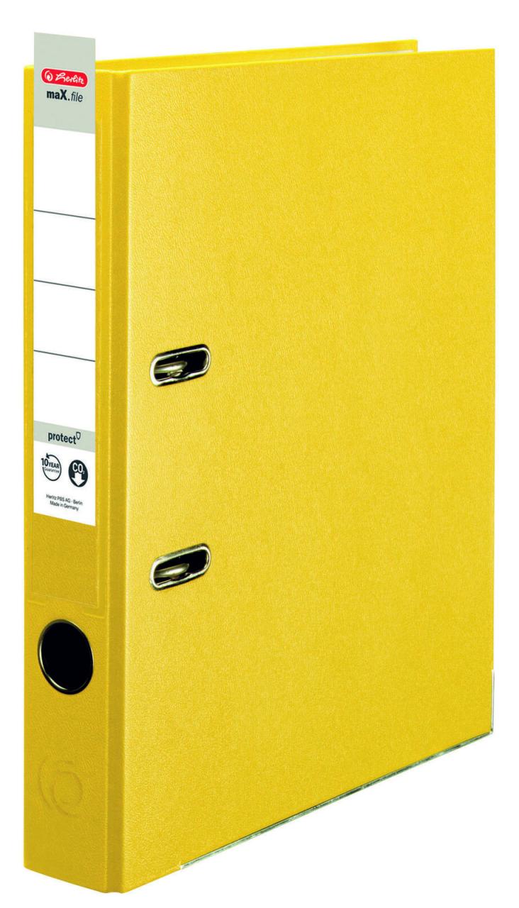herlitz Ordner Rückenbreite 5 cm DIN A4 Kunststoff gelb von Herlitz