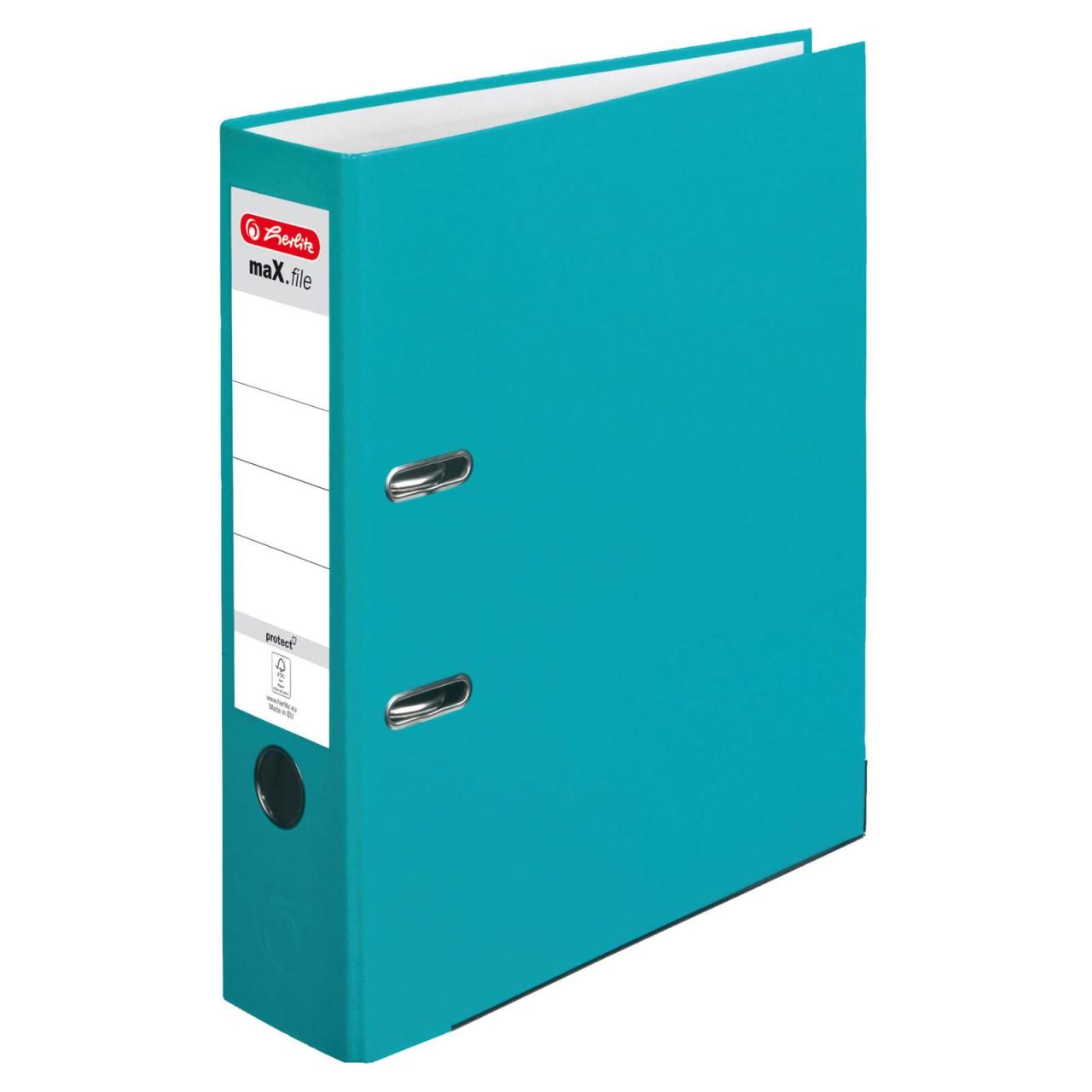 herlitz Ordner Rückenbreite 8 cm DIN A4 Kunststoff türkis herlitz Ordner Rückenbreite 8 cm DIN A4 Kunststoff türkis von Herlitz