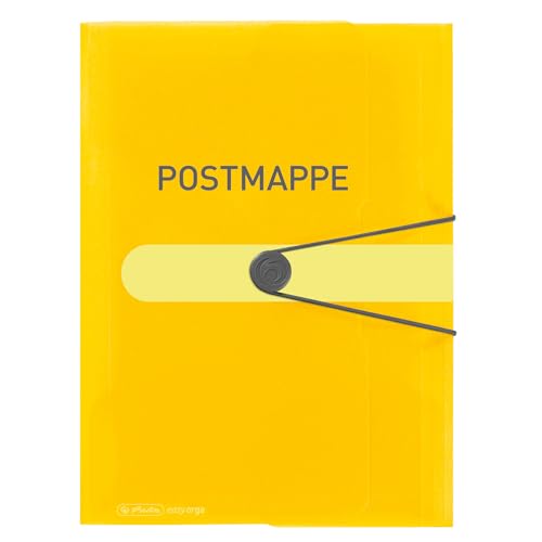 herlitz PP-Gummizugmappe Postmappe A4, transparent gelb, mit 3 Einschlagklappen und Gummizug, 3 Stück von Herlitz