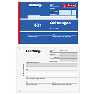 herlitz Quittung, MwSt. separat ausgewiesen Formularbuch 401 von Herlitz