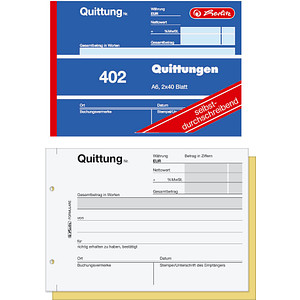 herlitz Quittung mit MwSt. separat ausgewiesen Formularbuch 402 von Herlitz