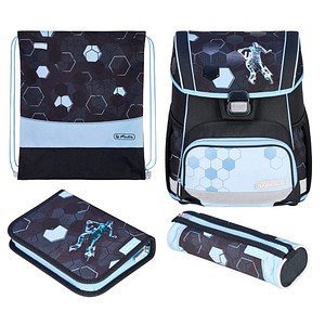 herlitz Schulranzen-Set Loop Plus Cyber Soccer Kunstfaser grün herlitz Schulranzen-Set Loop Plus Cyber Soccer Kunstfaser grün von Herlitz