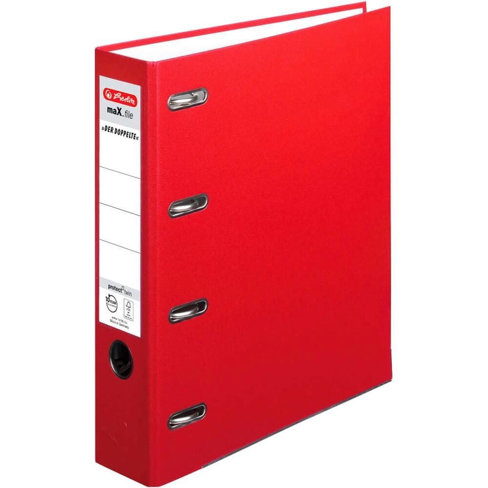 herlitz maX.file protect Doppelordner 7,0 cm Karton - rot (2 x A5 quer) von Herlitz