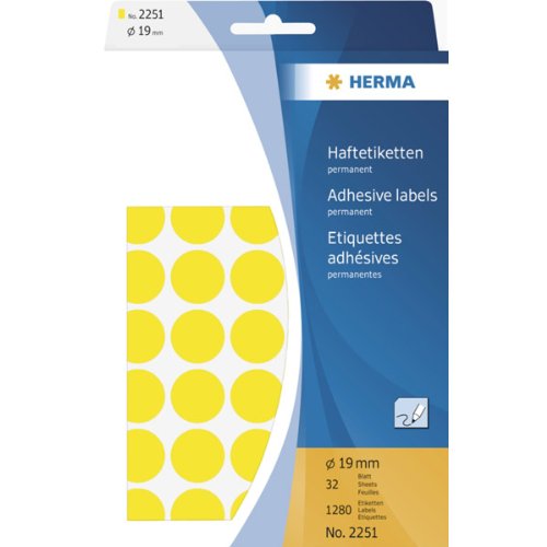 Etikett HEH 2251 19mm gelb * 1280st Punkte Büropackung von Herma GmbH Logistikzentrum