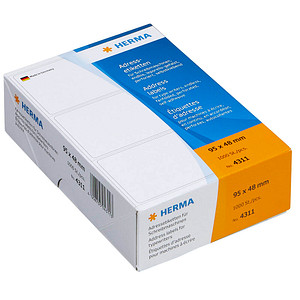 1.000 HERMA Adressetiketten 4311 weiß 95,0 x 48,0 mm von Herma