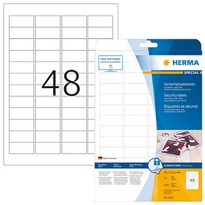 1.200 HERMA Sicherheitsetiketten 4232 weiß 45,7 x 21,2 mm 1.200 HERMA Sicherheitsetiketten 4232 weiß 45,7 x 21,2 mm von Herma