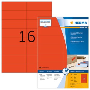 1.600 HERMA Etiketten 4257 rot 105,0 x 37,0 mm von Herma
