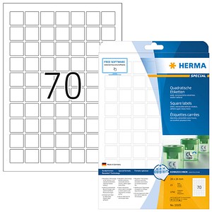 1.750 HERMA Etiketten 10105 weiß 24,0 x 24,0 mm von Herma