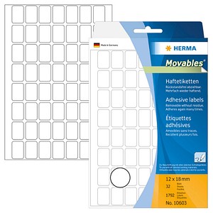 1.792 HERMA Movables Etiketten 10603 weiß 12,0 x 18,0 mm von Herma