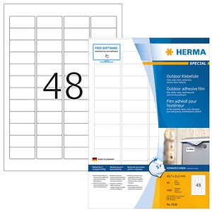 1.920 HERMA Folien-Kraftklebe-Etiketten 9536 weiß 45,7 x 21,2 mm von Herma