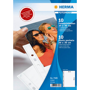 10 HERMA Fotosichthüllen Fotophan 20x30 cm weiß genarbt von Herma