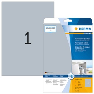 10 HERMA Typenschild-Etiketten 4593 silber 210,0 x 297,0 mm von Herma
