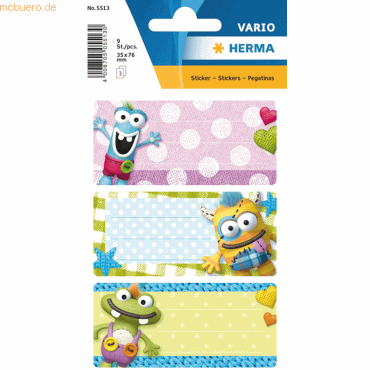 10 x HERMA Schuletiketten Kleine Monster 3 Blatt 10 x HERMA Schuletiketten Kleine Monster 3 Blatt von Herma