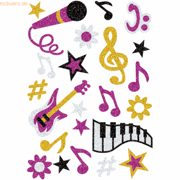 10 x HERMA Sticker Magic Musik Glittery VE=1 Blatt von Herma