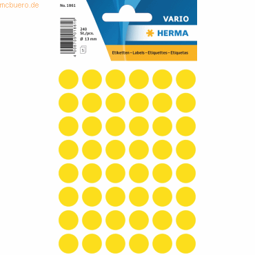 10 x HERMA Vielzweck-Etiketten 13mm gelb VE=240 Stück von Herma