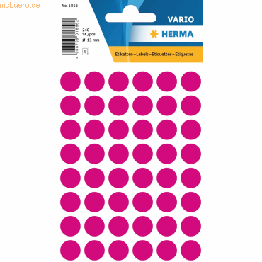 10 x HERMA Vielzweck-Etiketten 13mm pink VE=240 Stück von Herma