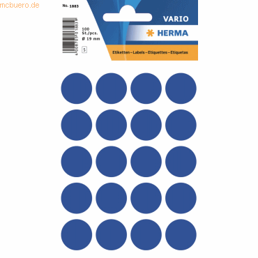 10 x HERMA Vielzweck-Etiketten 19mm dunkelblau VE=100 Stück 10 x HERMA Vielzweck-Etiketten 19mm dunkelblau VE=100 Stück von Herma
