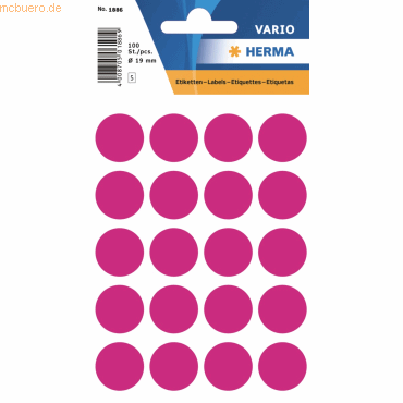 10 x HERMA Vielzweck-Etiketten 19mm pink VE=100 Stück von Herma