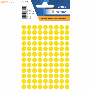 10 x HERMA Vielzweck-Etiketten 8mm gelb VE=540 Stück von Herma