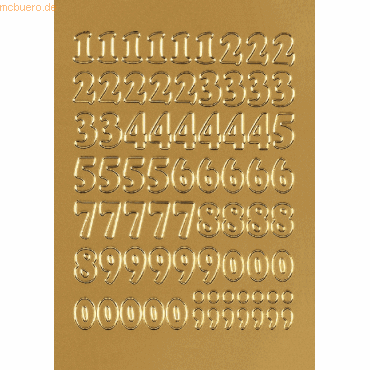 10 x HERMA Zahlen 12mm 0-9 selbstklebend Folie gold VE=66 Stück von Herma