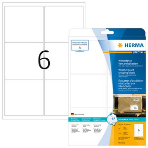 150 HERMA Folien-Versandetiketten 8332 weiß 99,1 x 93,1 mm von Herma