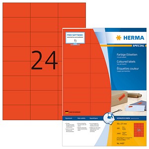 2.400 HERMA Etiketten 4407 rot 70,0 x 37,0 mm von Herma