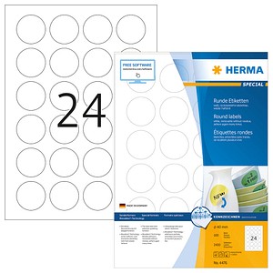 2.400 HERMA Etiketten 4476 weiß 40,0 x 40,0 mm von Herma
