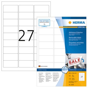 2.700 HERMA Etiketten 10300 weiß 63,5 x 29,6 mm von Herma