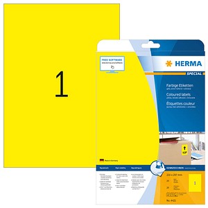 20 HERMA Etiketten 4421 gelb 210,0 x 297,0 mm von Herma